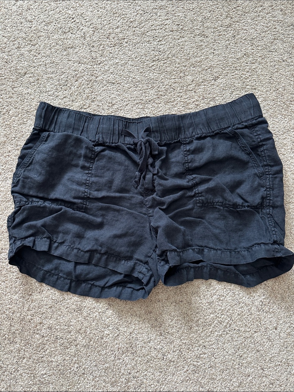 Caslon Black High-Waist Drawstring Ruffle Hem Shorts